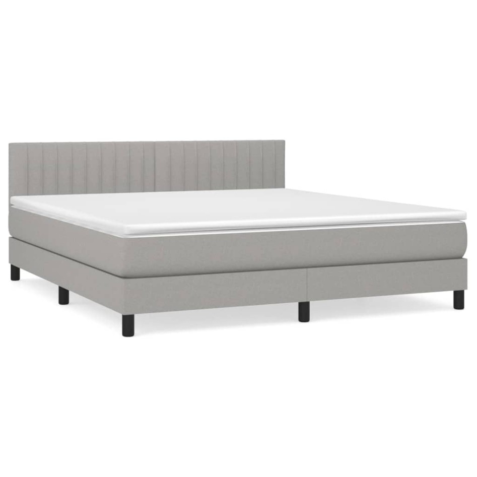 Cama box spring con colchón tela gris claro 180x200