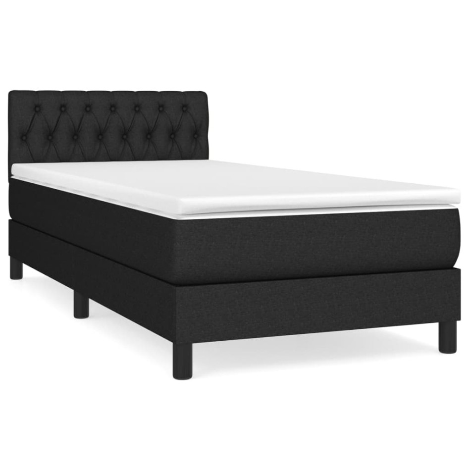 Cama box spring con colchón tela negro 90x190