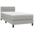 Cama box spring con colchón tela gris claro 100x200