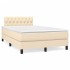Cama box spring con colchón tela color crema 120x200