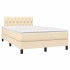 Cama box spring con colchón tela color crema 120x200