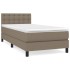 Cama box spring con colchón tela gris taupe 90x190