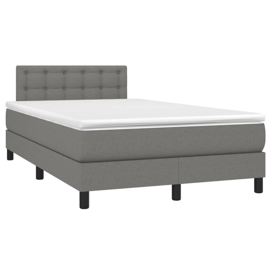 Cama box spring con colchón tela gris oscuro 120x200