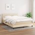 Cama box spring con colchón tela color crema 140x190