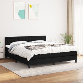 Cama box spring con colchón tela negro 180x200