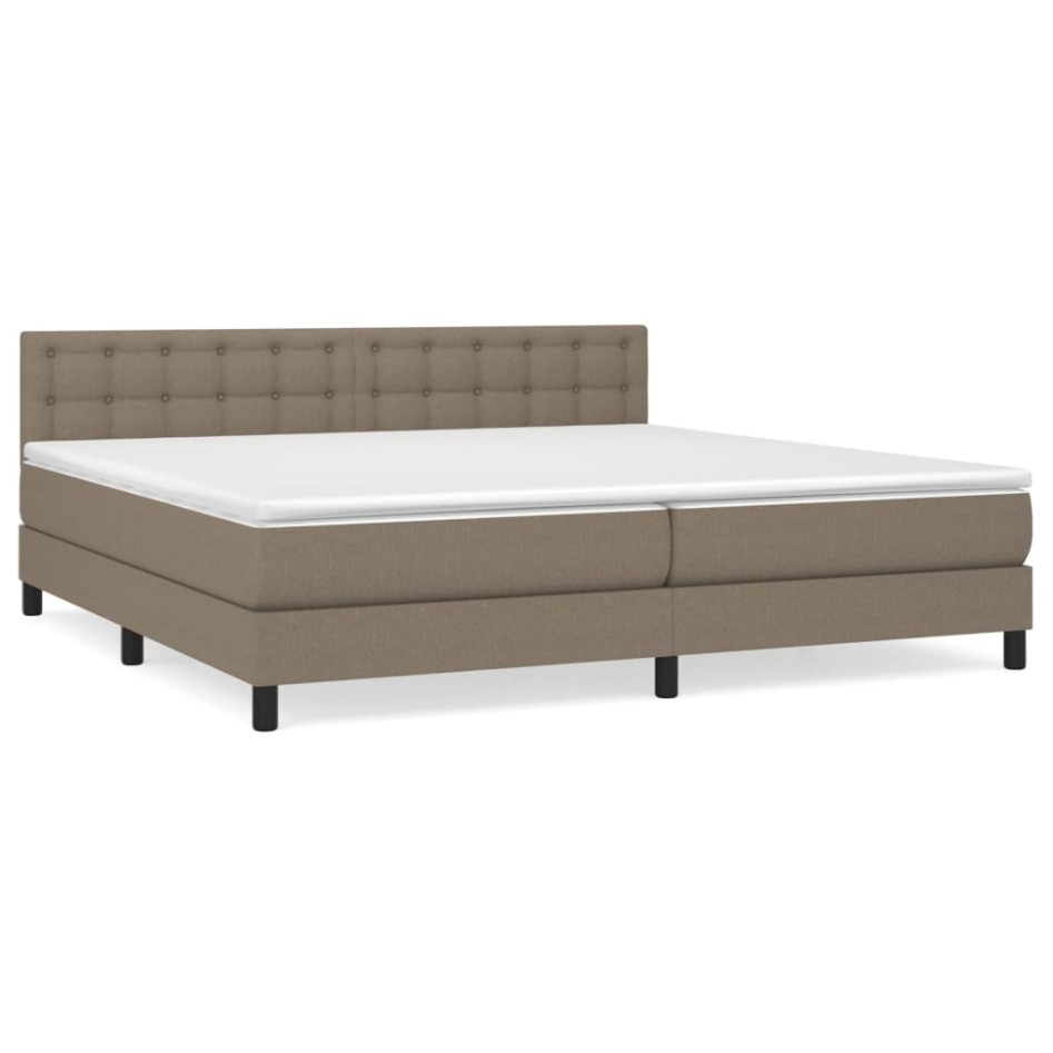 Cama box spring con colchón tela gris taupe 200x200