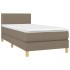 Cama box spring con colchón tela gris taupe 80x200