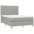 Cama box spring colchón y luces LED tela gris claro 140x190