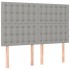 Cama box spring colchón y luces LED tela gris claro 140x190