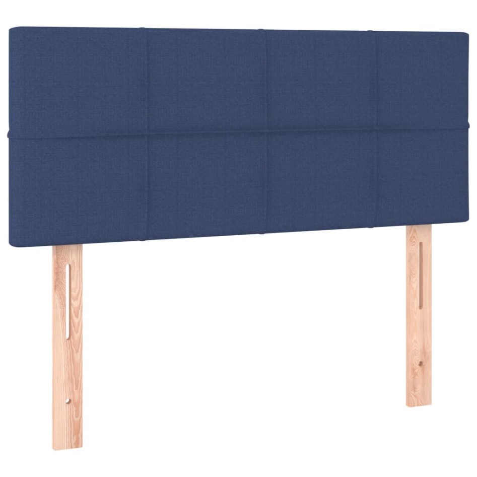 Cama box spring con colchón tela azul 80x200