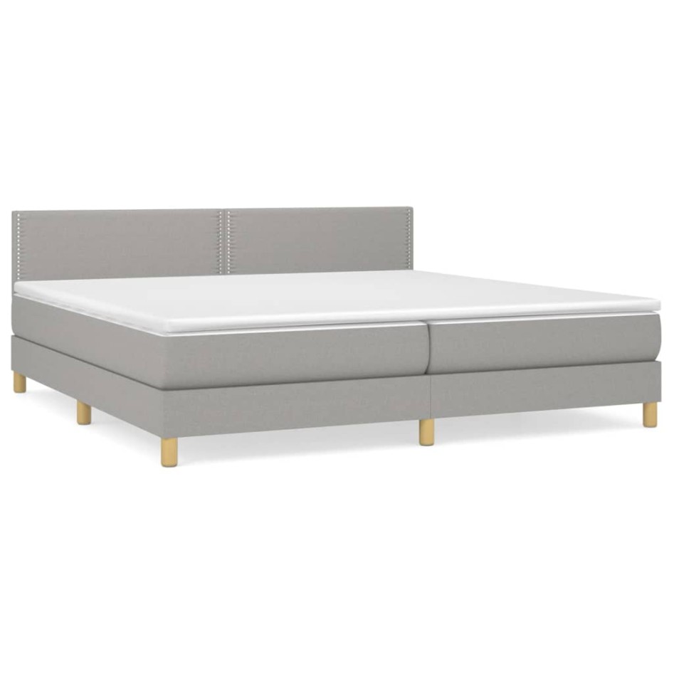 Cama box spring con colchón tela gris claro 200x200