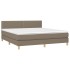 Cama box spring con colchón tela gris taupe 160x200
