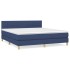 Cama box spring con colchón tela azul 160x200