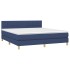 Cama box spring con colchón tela azul 160x200