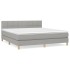 Cama box spring con colchón tela gris claro 180x200