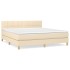 Cama box spring con colchón tela color crema 180x200