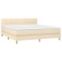 Cama box spring con colchón tela color crema 180x200