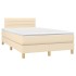 Cama box spring con colchón tela color crema 120x200