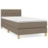 Cama box spring con colchón tela gris taupe 80x200