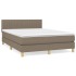Cama box spring con colchón tela gris taupe 140x200