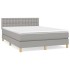 Cama box spring con colchón tela gris claro 140x200