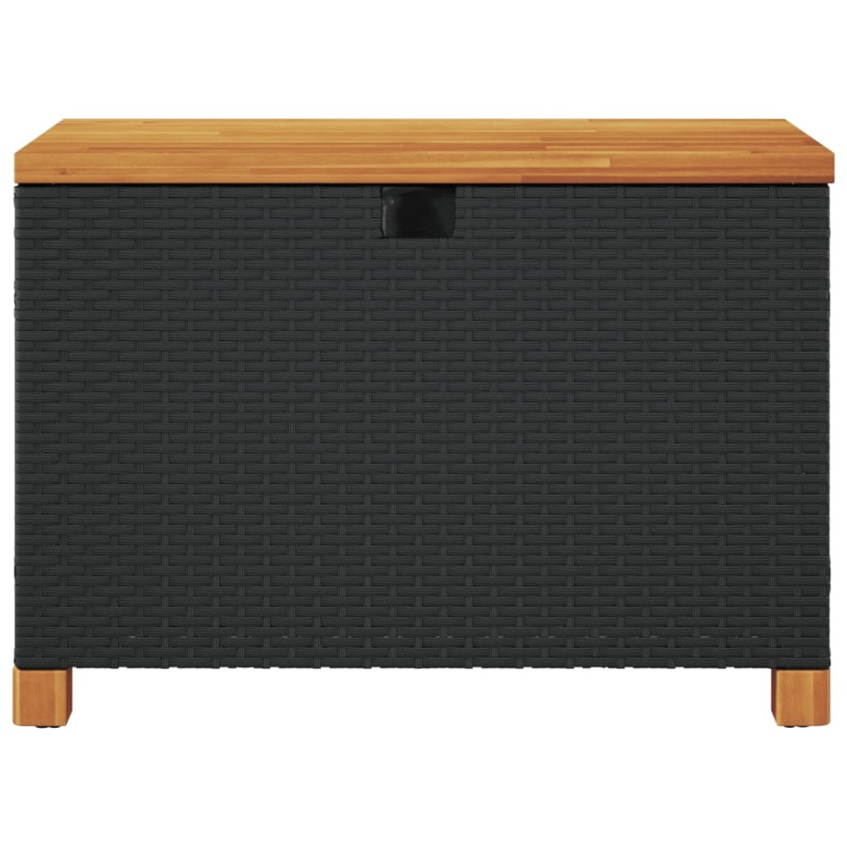Caja de almacenaje jardín madera acacia ratán negro 80x40x48