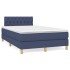 Cama box spring con colchón tela azul 120x200
