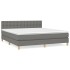 Cama box spring con colchón tela gris oscuro 180x200