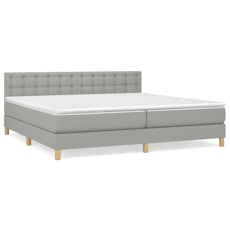 Cama box spring con colchón tela gris claro 200x200