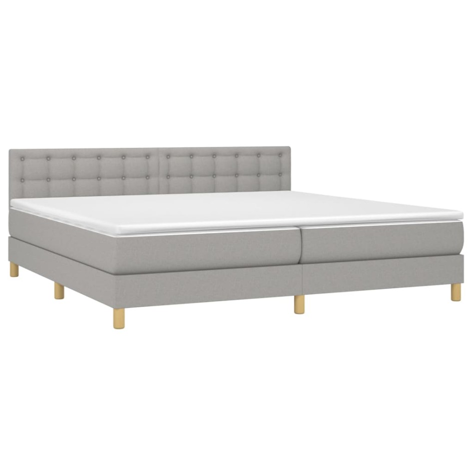 Cama box spring con colchón tela gris claro 200x200