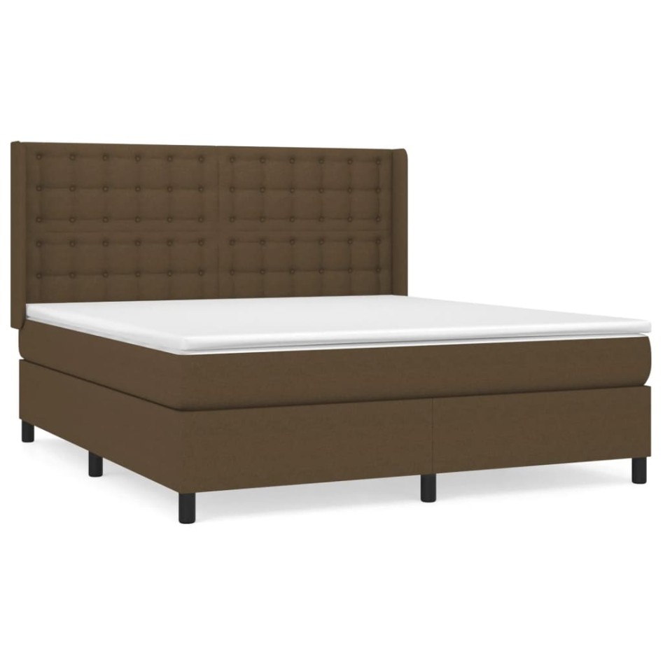 Cama box spring con colchón tela marrón oscuro 160x200