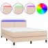 Cama box spring colchón LED cuero sintético capuchino