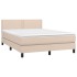 Cama box spring colchón LED cuero sintético capuchino