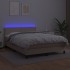 Cama box spring colchón LED cuero sintético capuchino