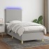 Cama box spring colchón y luces LED tela gris claro 100x200