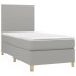 Cama box spring colchón y luces LED tela gris claro 100x200