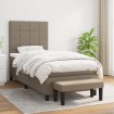 Cama box spring con colchón tela gris taupe 100x200 cm