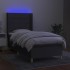 Cama box spring colchón y luces LED tela gris oscuro 100x200