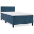 Cama box spring con colchón terciopelo azul oscuro 90x190