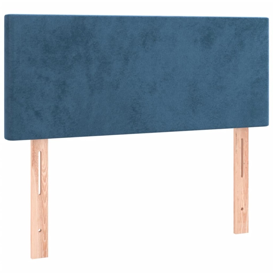 Cama box spring con colchón terciopelo azul oscuro 90x190