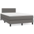 Cama box spring con colchón cuero sintético gris 120x200