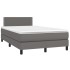 Cama box spring con colchón cuero sintético gris 120x200