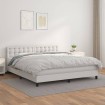 Cama box spring con colchón cuero sintético blanco 180x200 cm