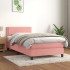 Cama box spring con colchón terciopelo rosa 80x200