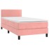 Cama box spring con colchón terciopelo rosa 80x200