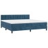 Cama box spring con colchón terciopelo azul oscuro 200x200