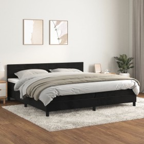Cama box spring con colchón terciopelo negro 200x200
