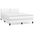 Cama box spring con colchón cuero sintético blanco 140x190