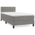Cama box spring con colchón terciopelo gris claro 100x200