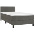 Cama box spring con colchón terciopelo gris oscuro 100x200